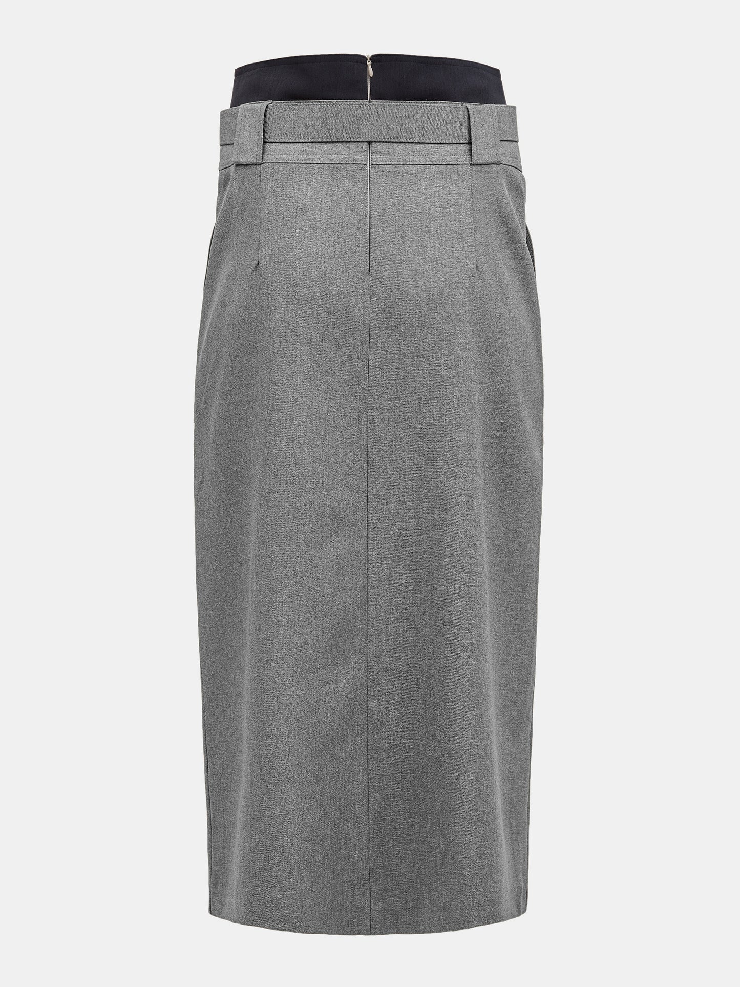Belted Panel Suit Skirt, Grey