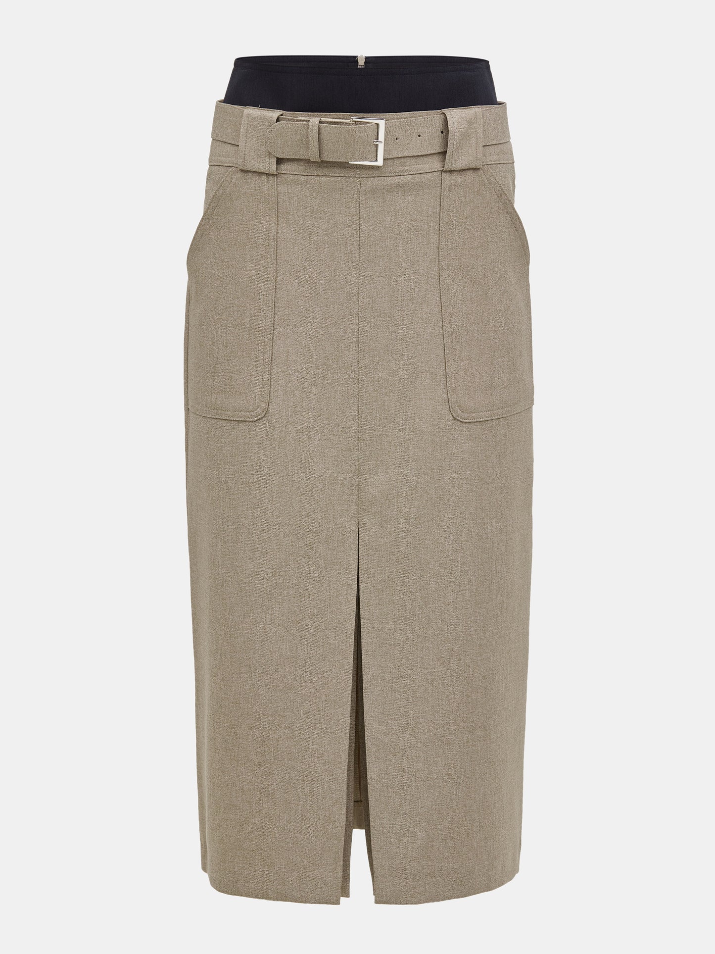 Belted Panel Suit Skirt, Cork