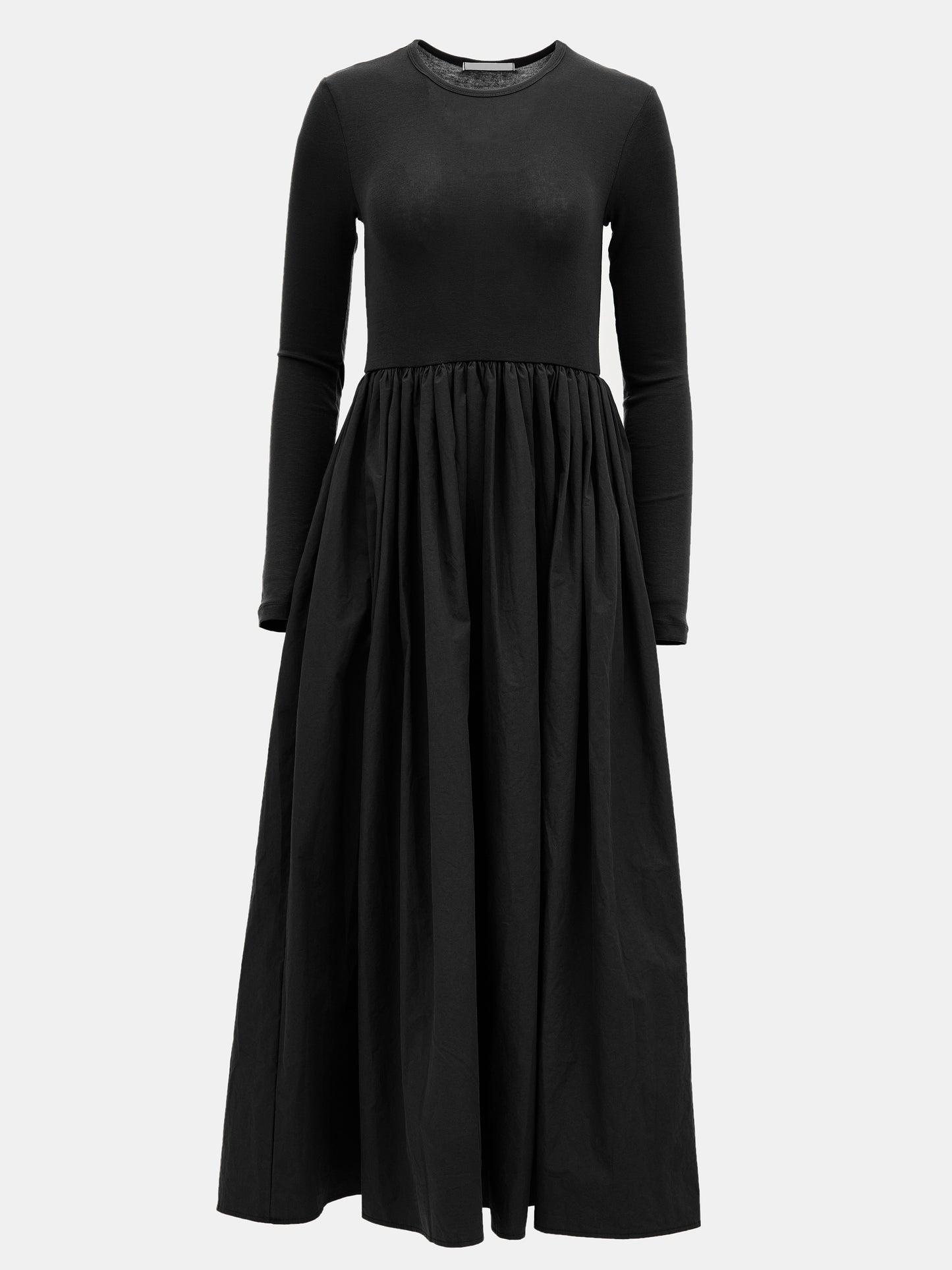 Cotton Jersey Long Dress, Black