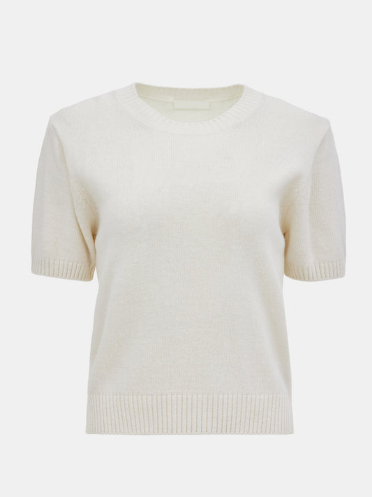 Two-Piece Cashmere Knit Set, White Melange