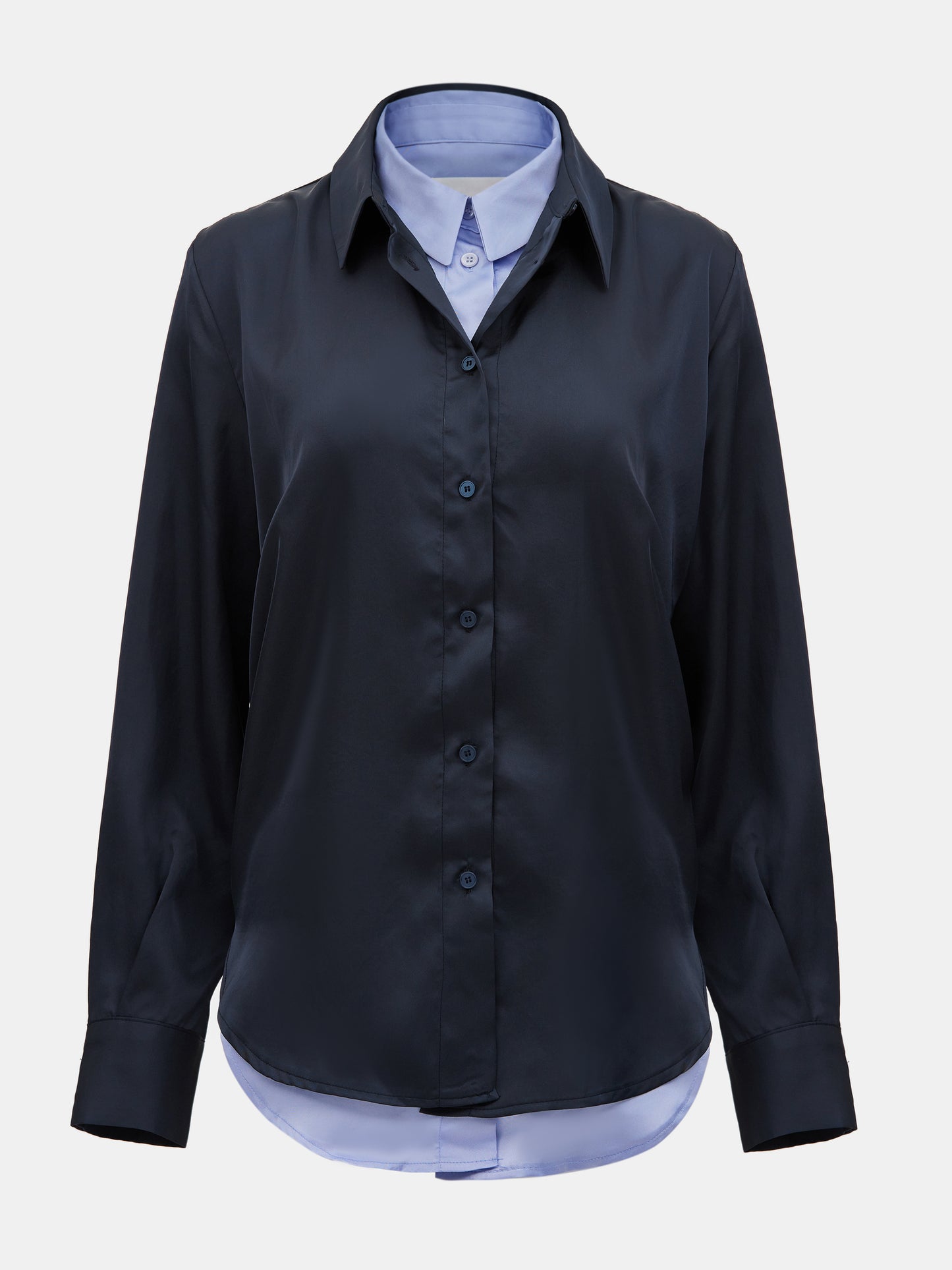 Adjustable Twisted Double Layer Shirt, Navy