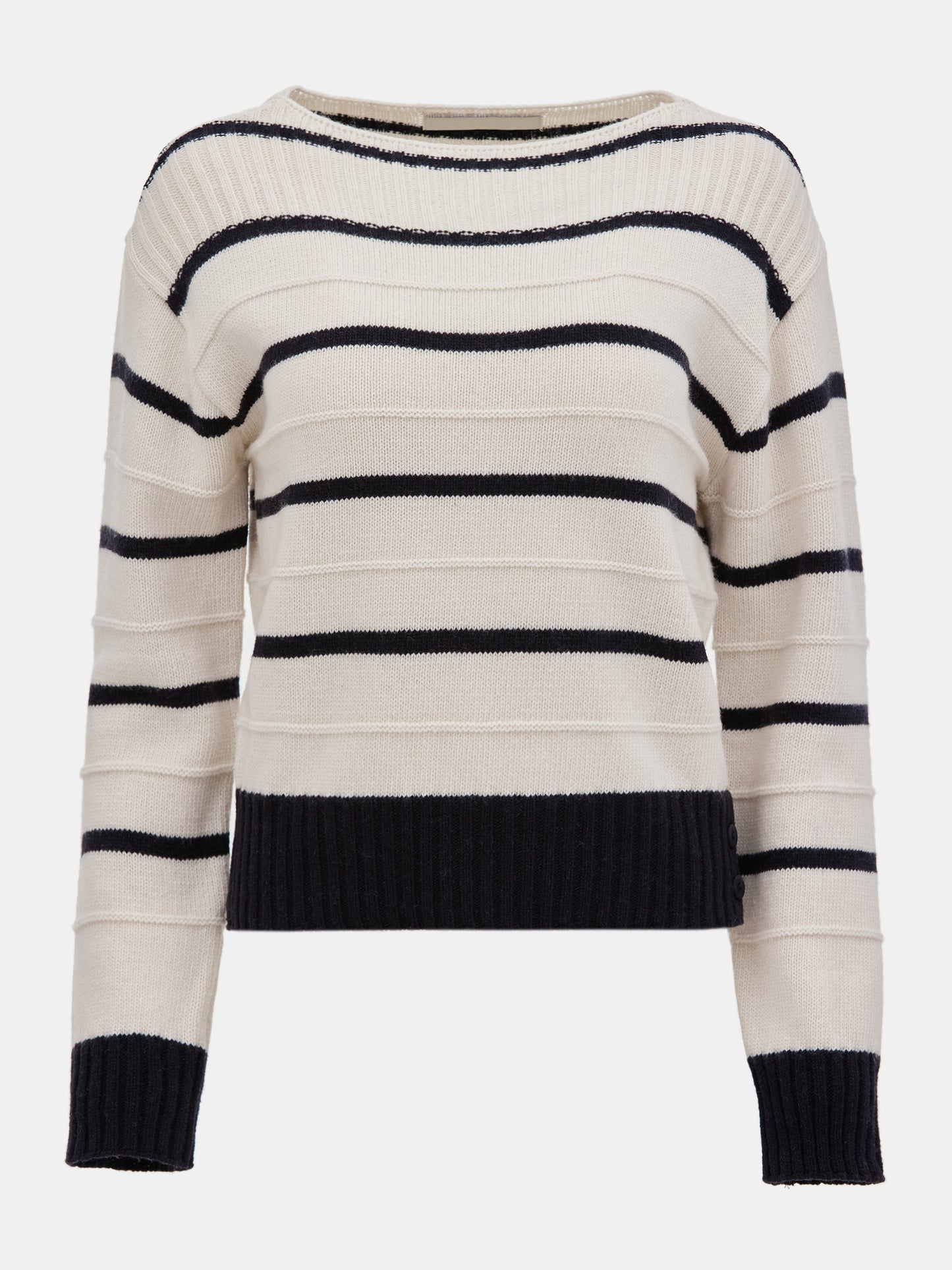 Fine Wool Stripe Knit, Ivory/Black