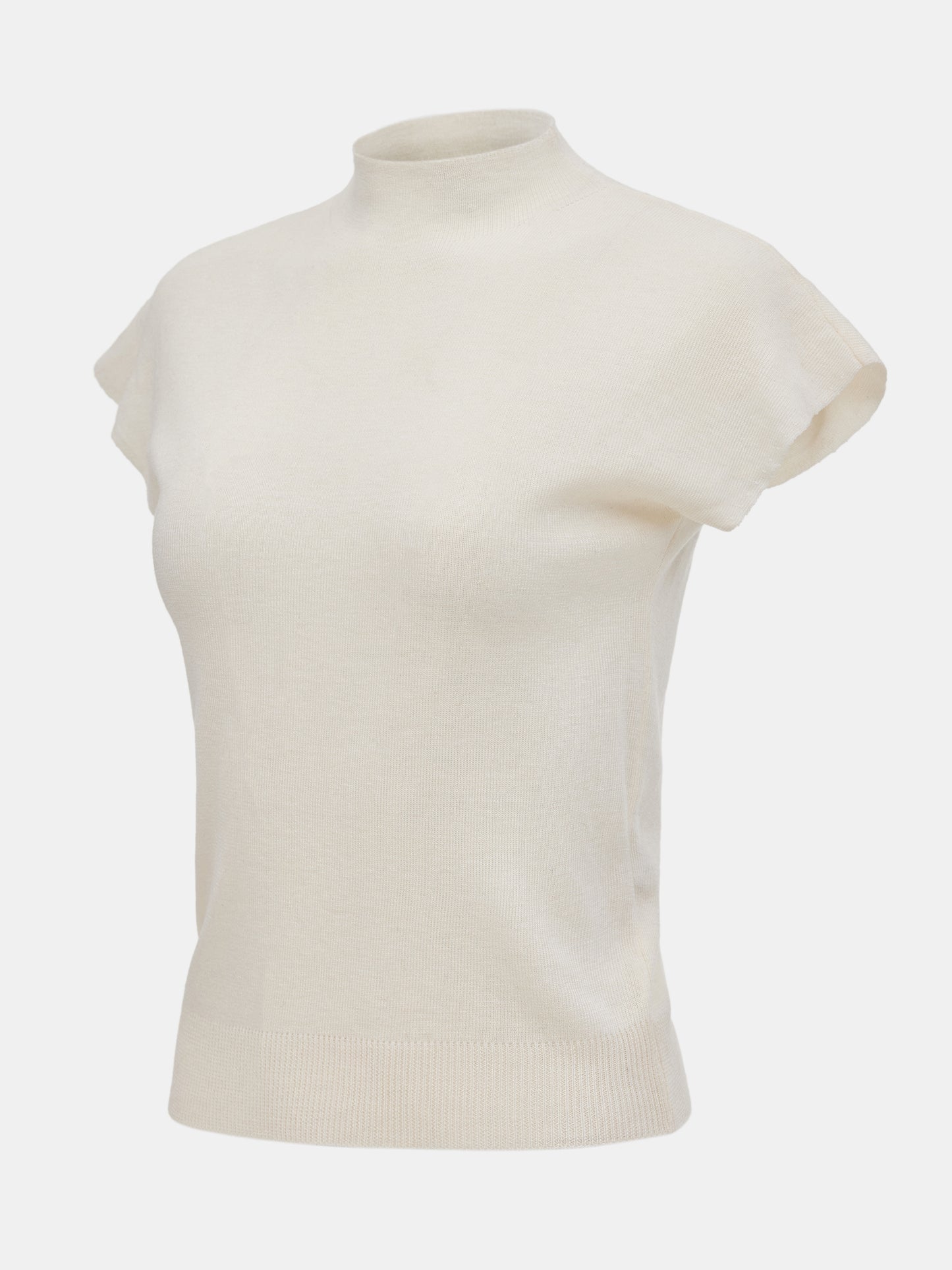 High-Neck Compact Knit, Ivory