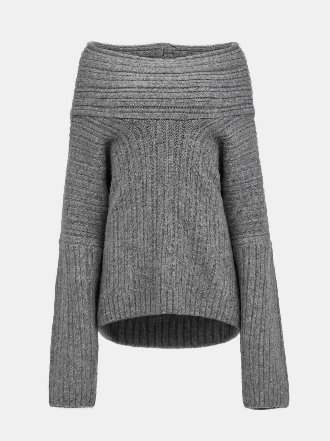 Becca Oversized High Roll Knit Pullover, Storm Grey SourceUnknown