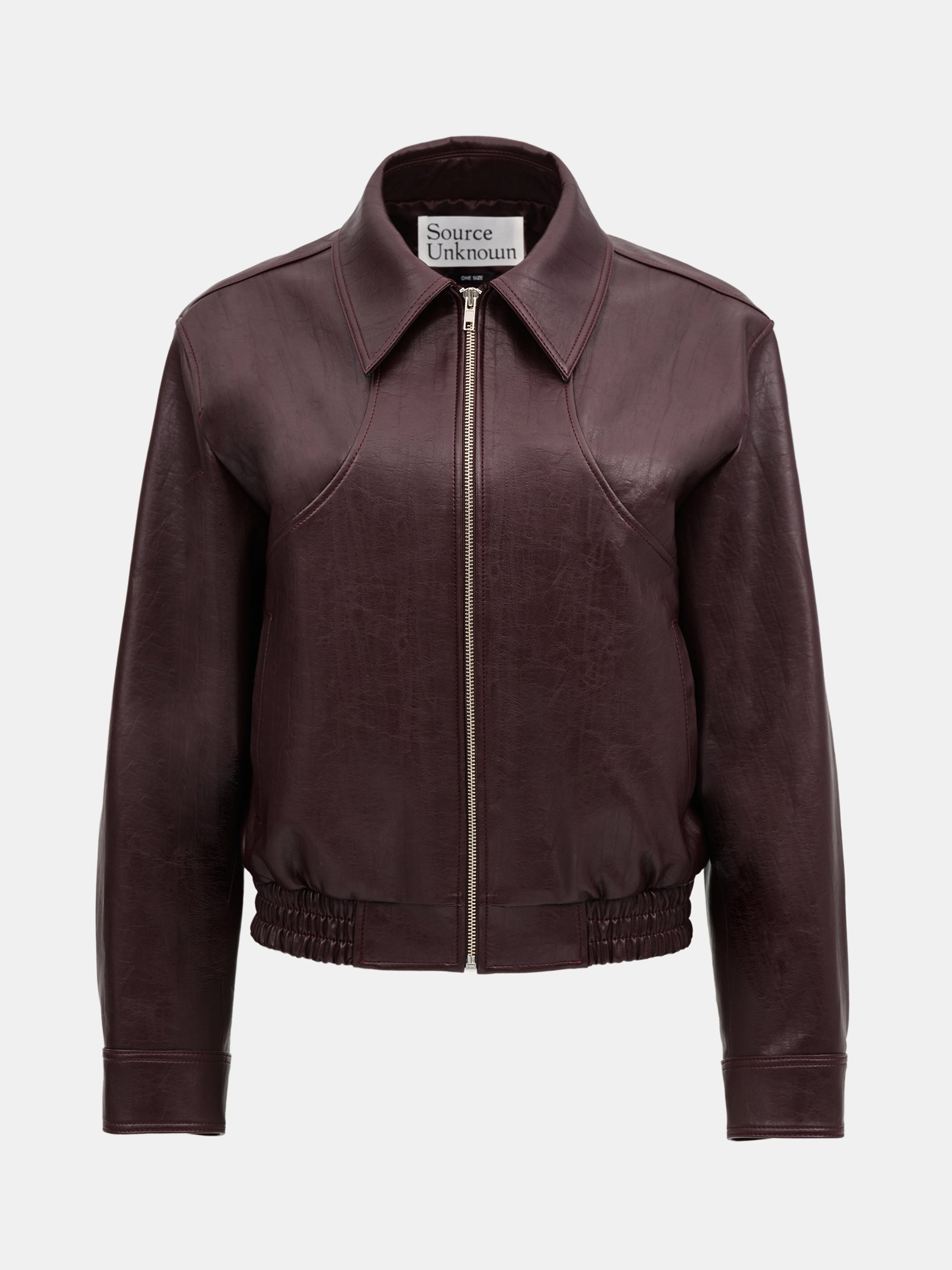 Ennio Faux-Leather Bomber Jacket, Mahogany