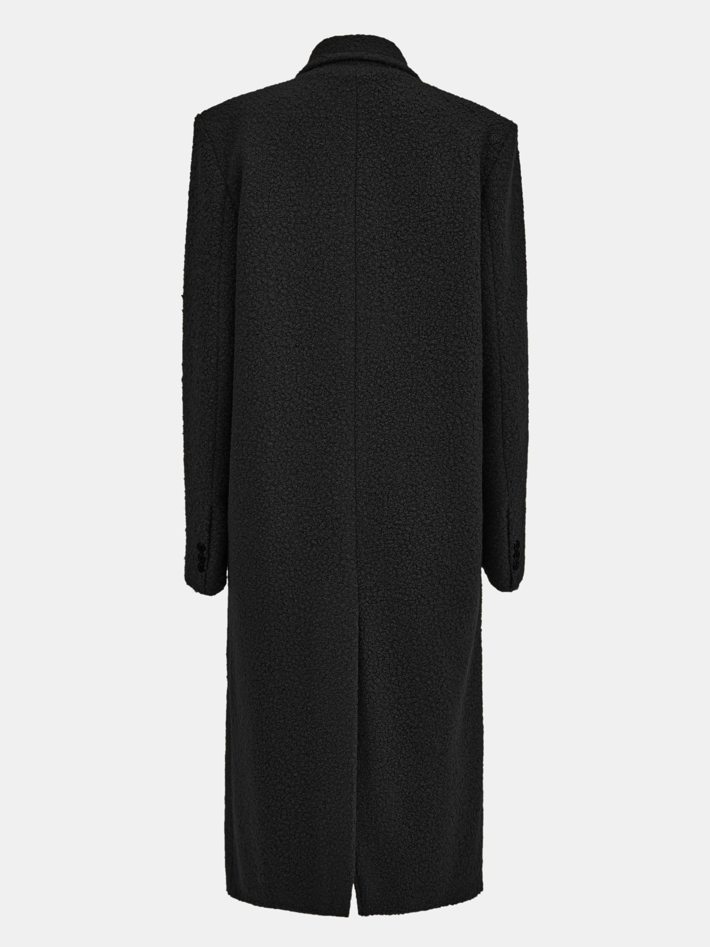 Oversized Bouclé Wool Coat, Black