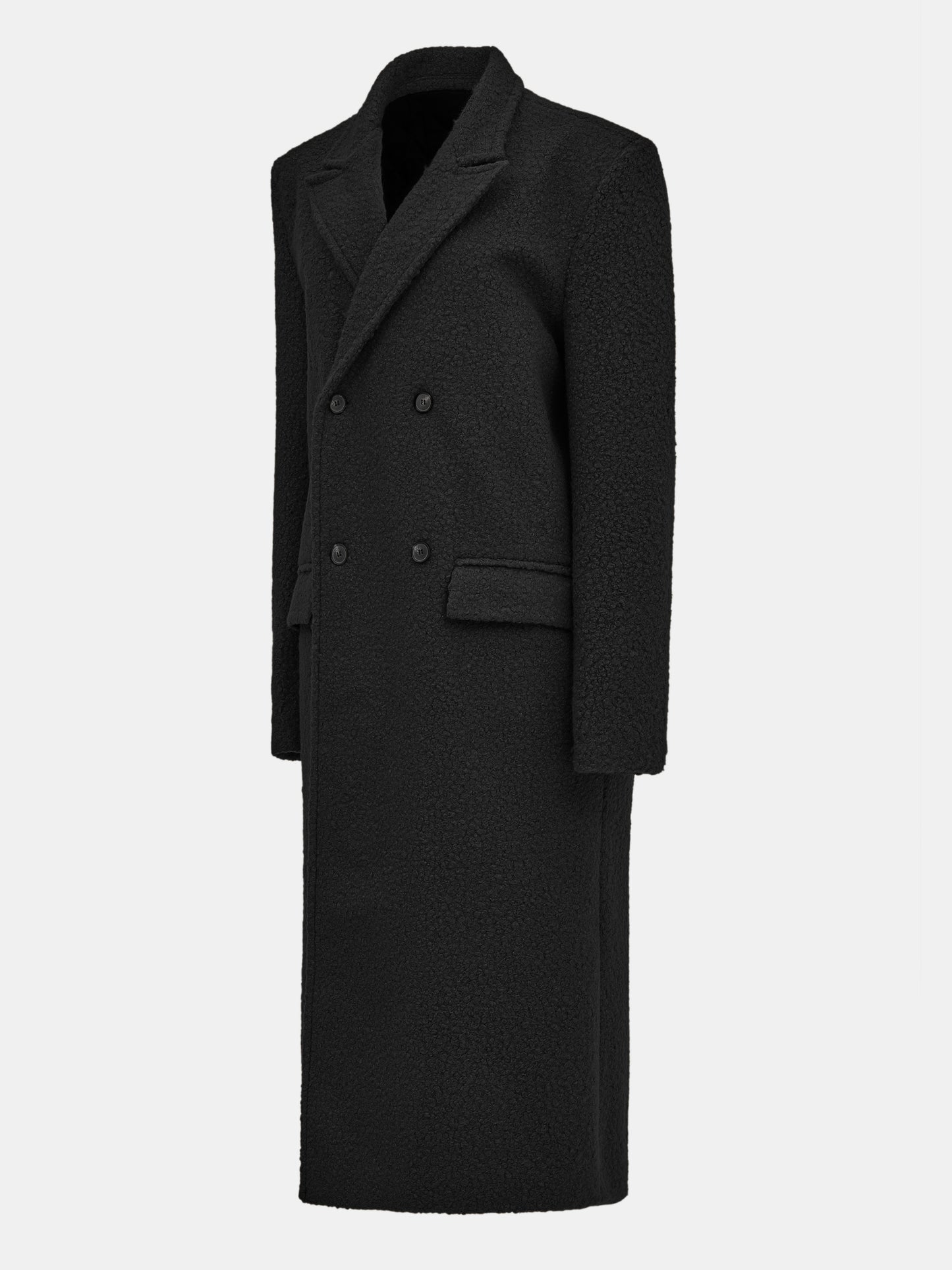 Oversized Bouclé Wool Coat, Black