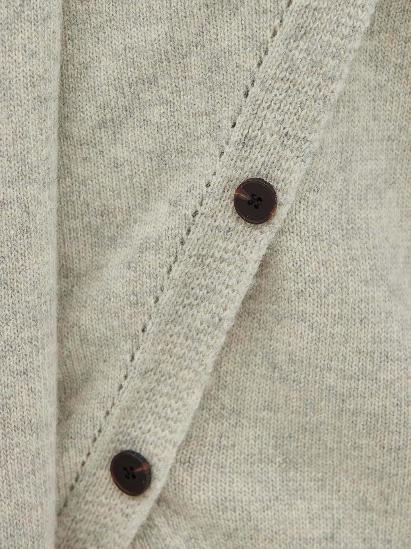Irregular Button Scarf Sweater, Oat Melange