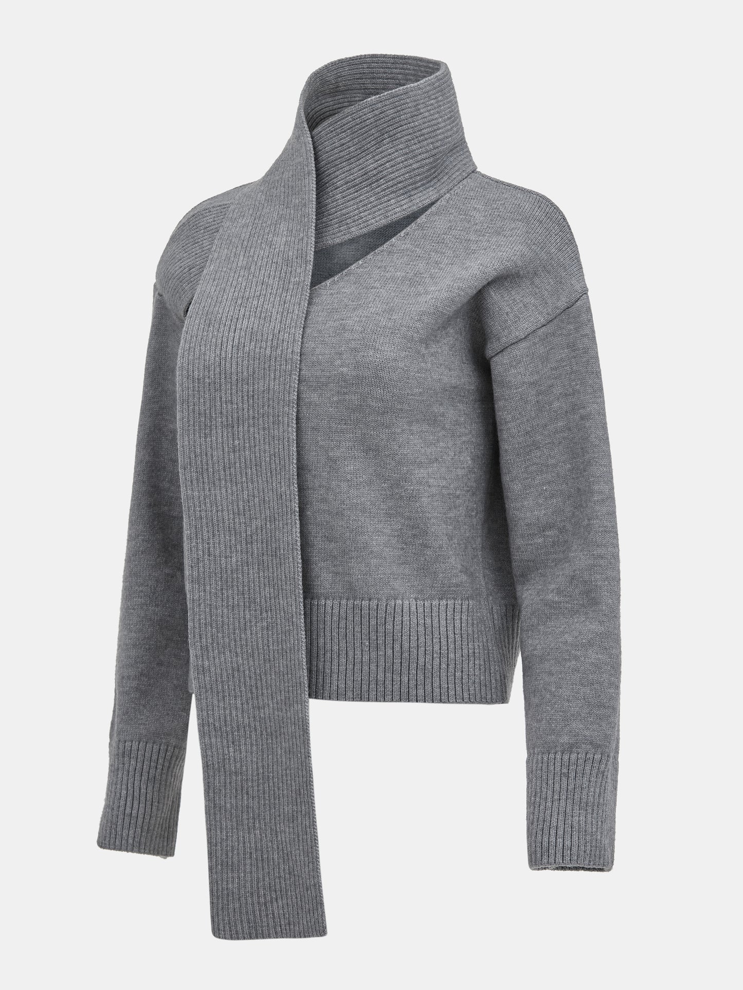 Scarf Knit Top, Grey