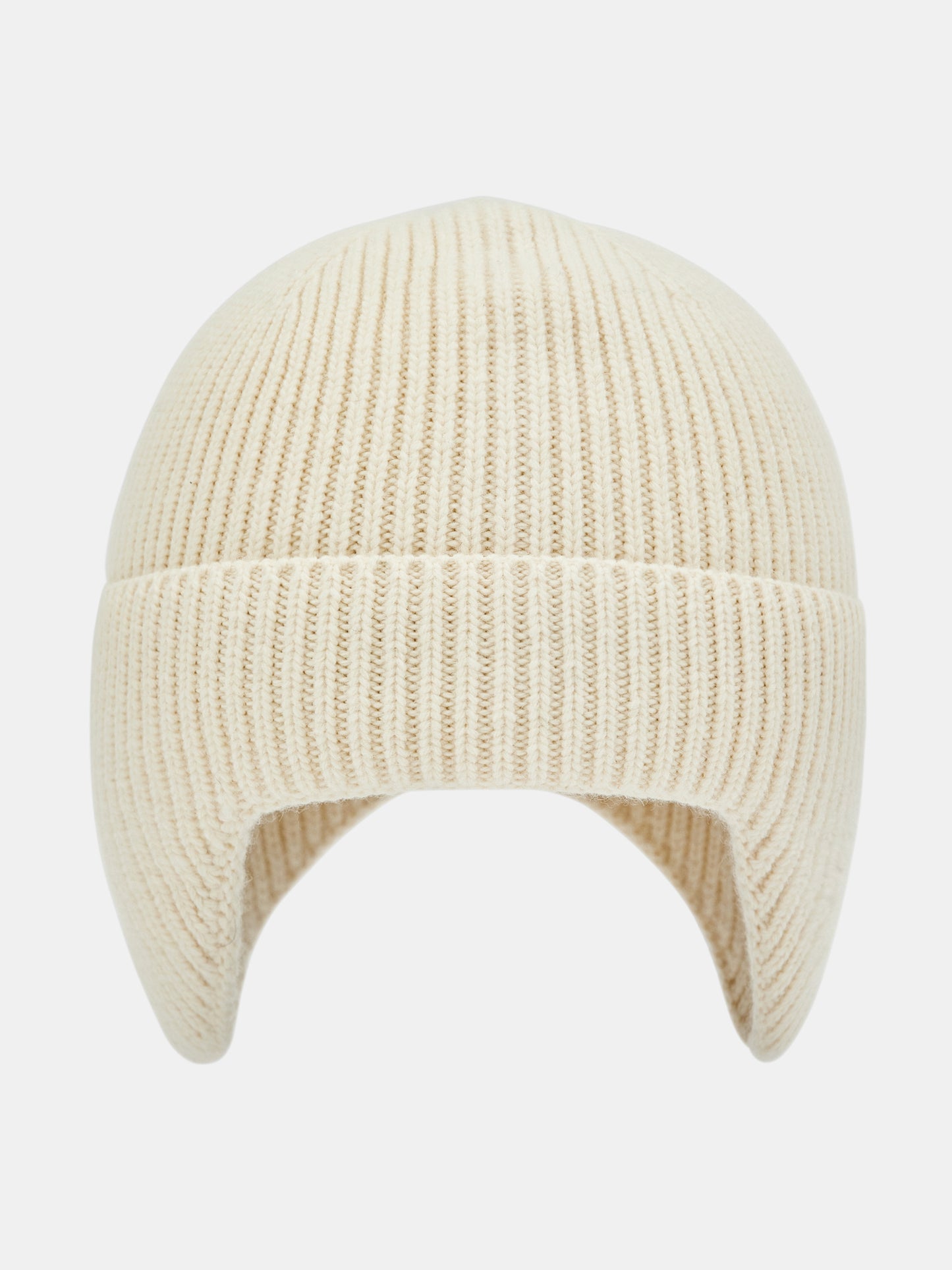 Fine Wool Earflap Beanie, Cream