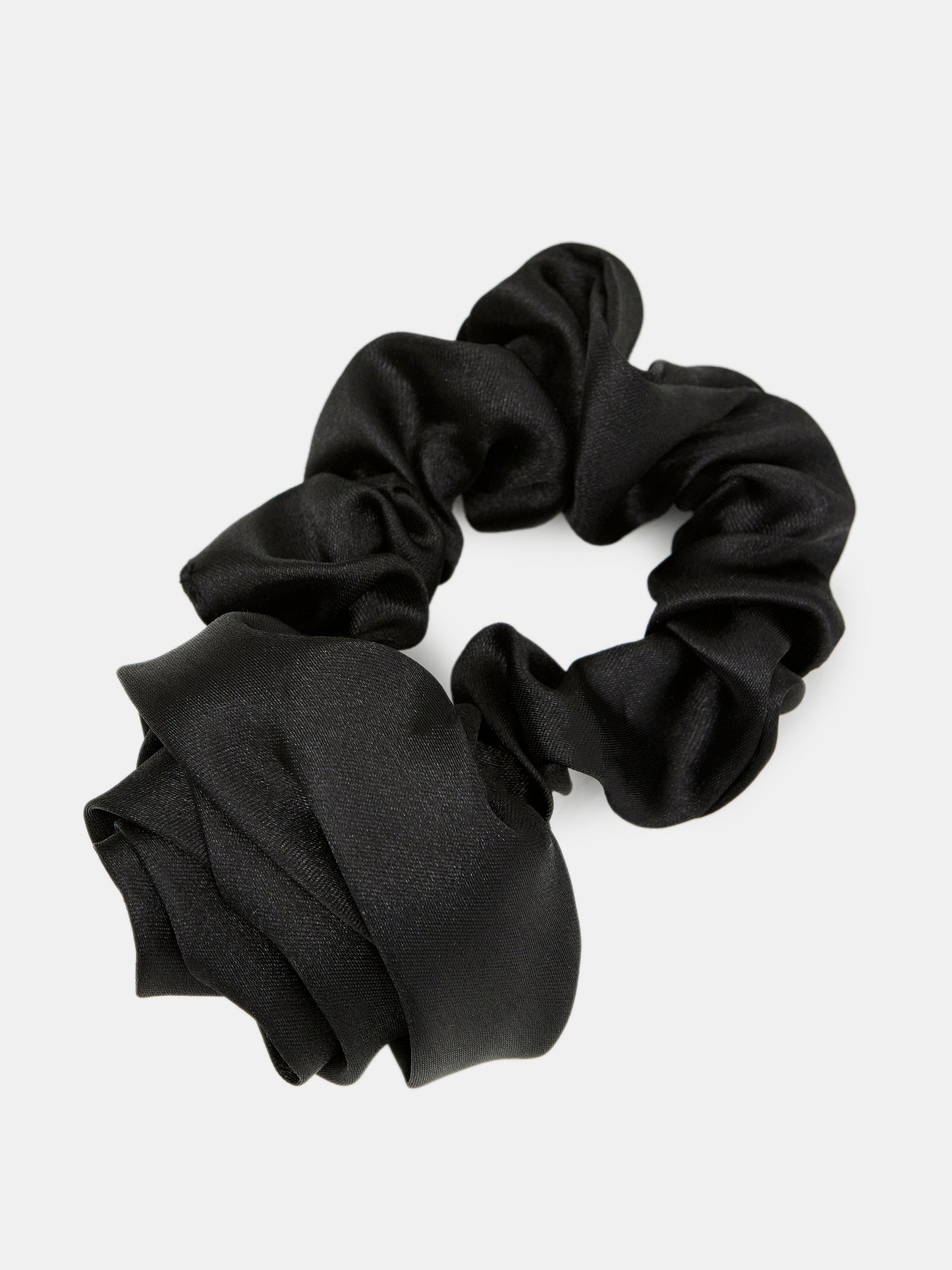 Satin Rose Scrunchie, Black