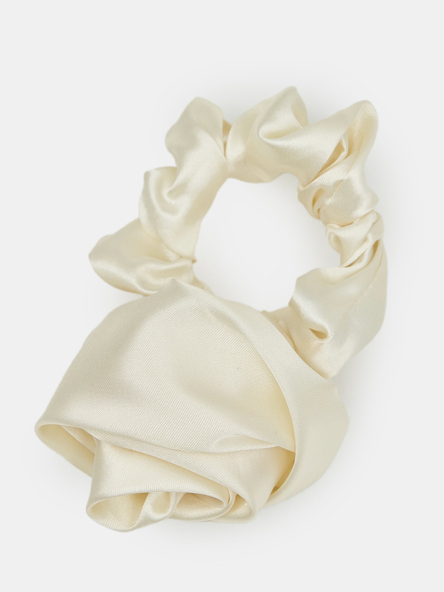 Satin Rose Scrunchie, Cream