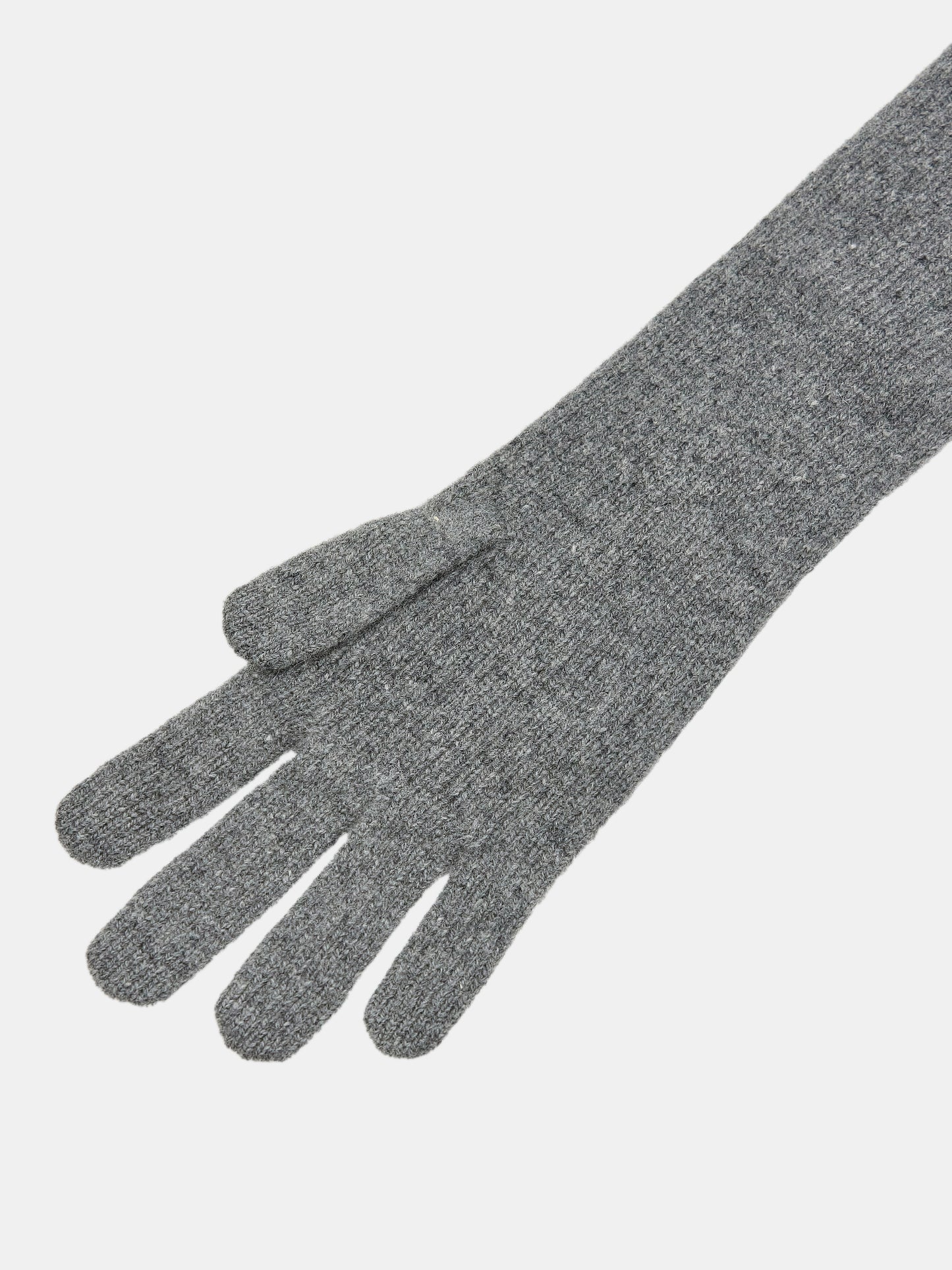 Long Wool-Cashmere Gloves, Grey