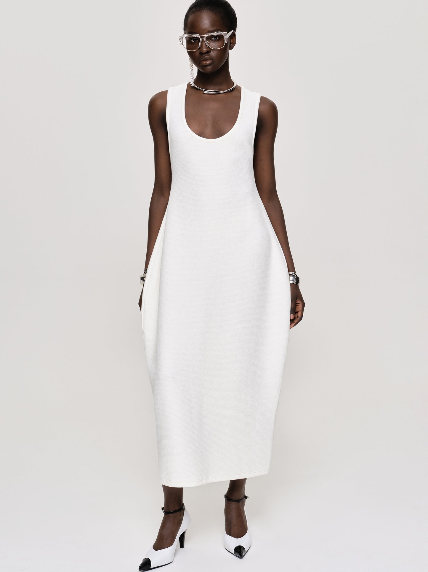 Adua Vase Midi Dress, White