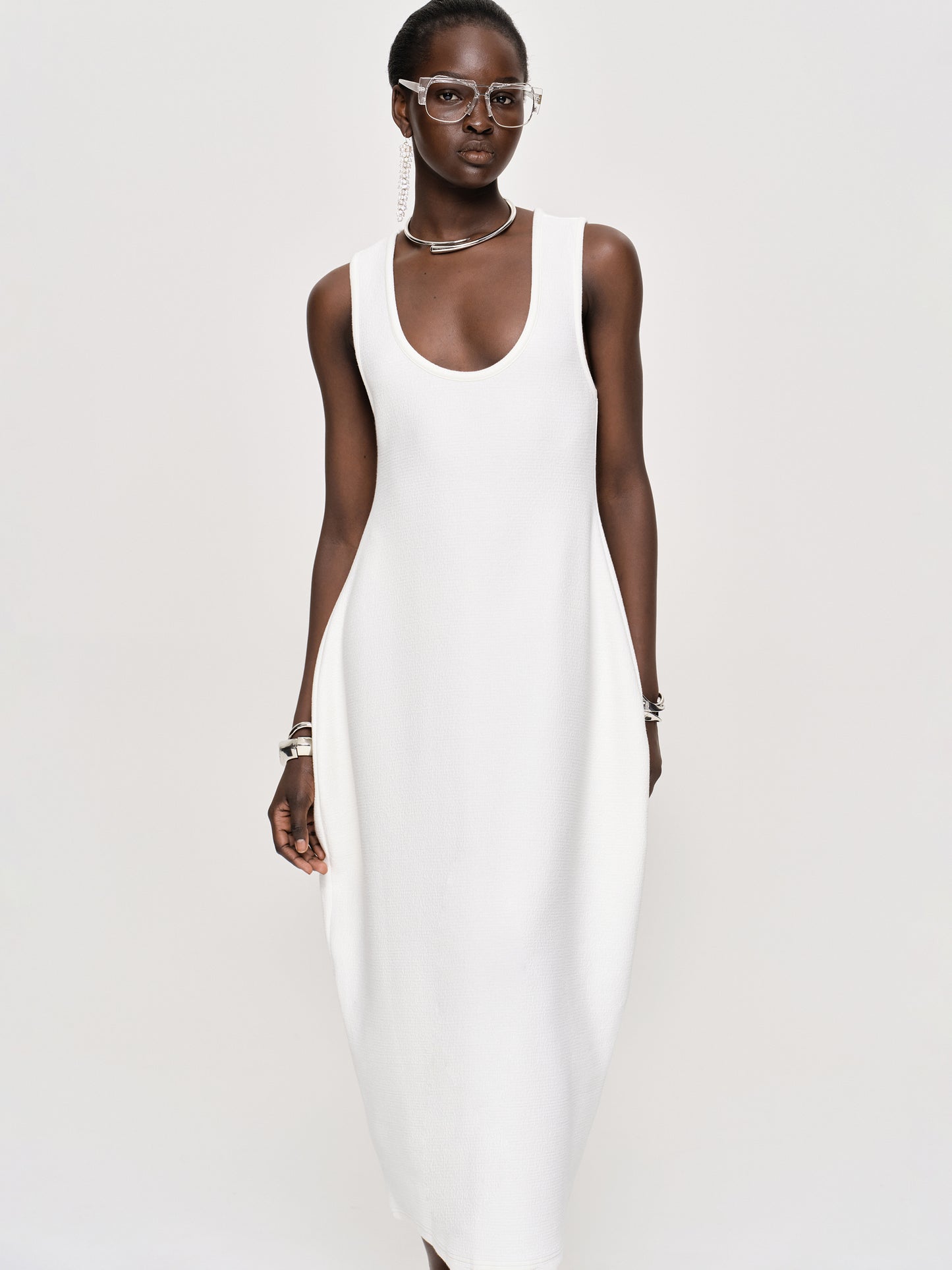 Adua Vase Midi Dress, White