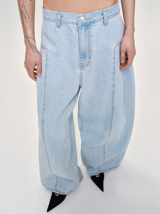 (Pre-order) Double Side Oversized Jeans, Light Blue