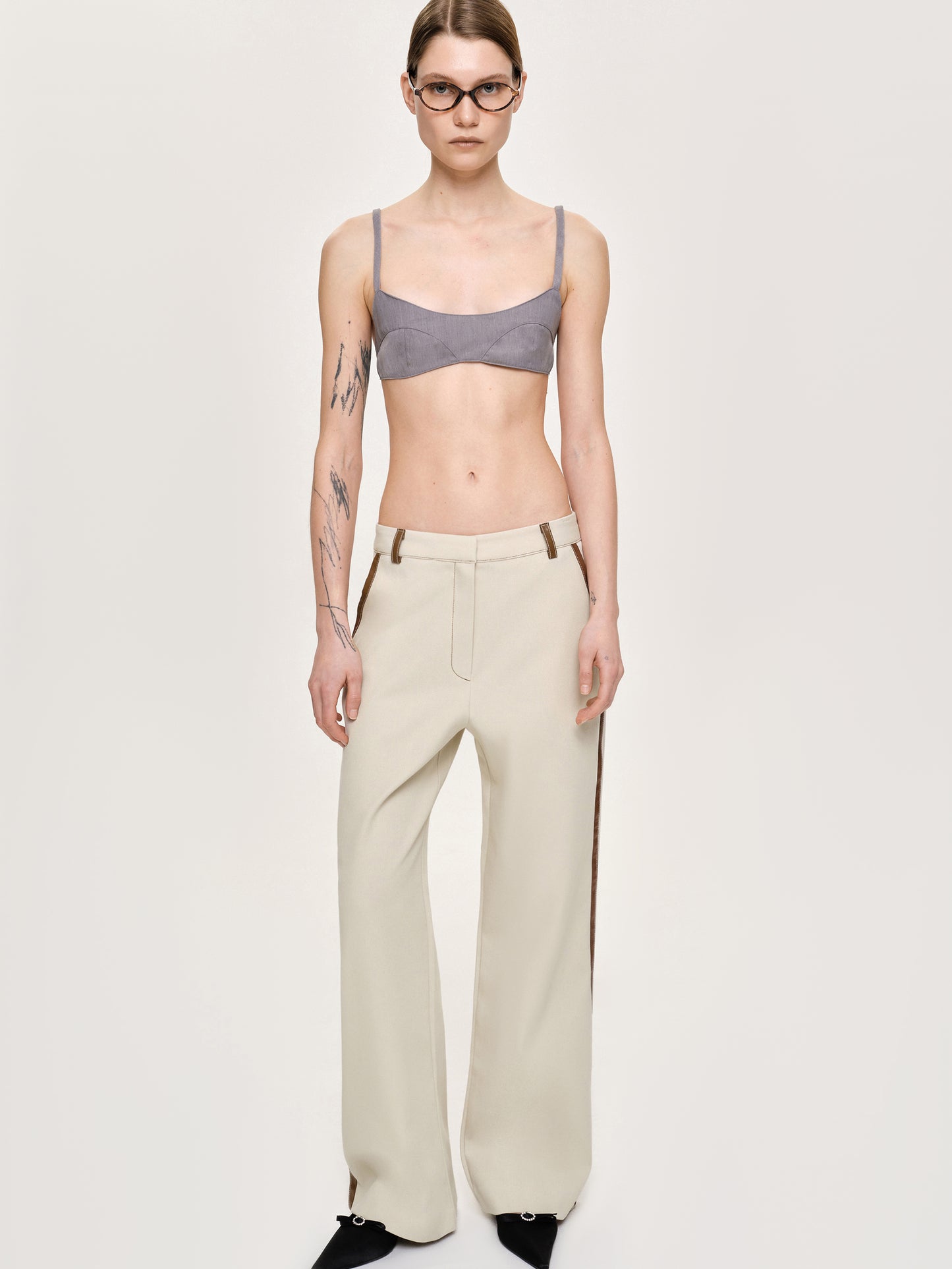 Leather-Trimmed Pants, Canvas