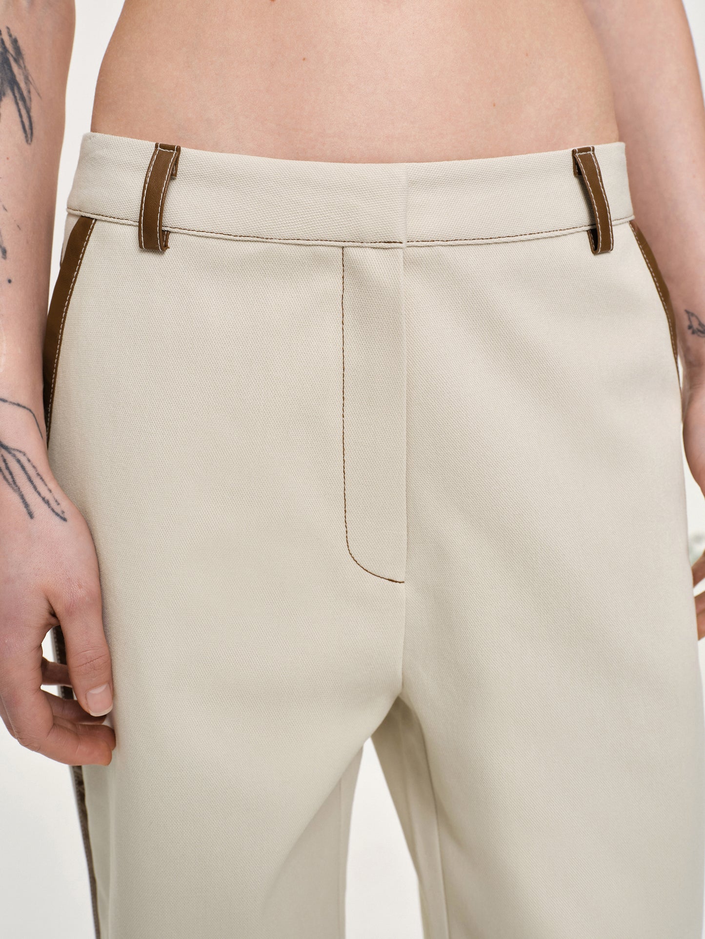 Leather-Trimmed Pants, Canvas
