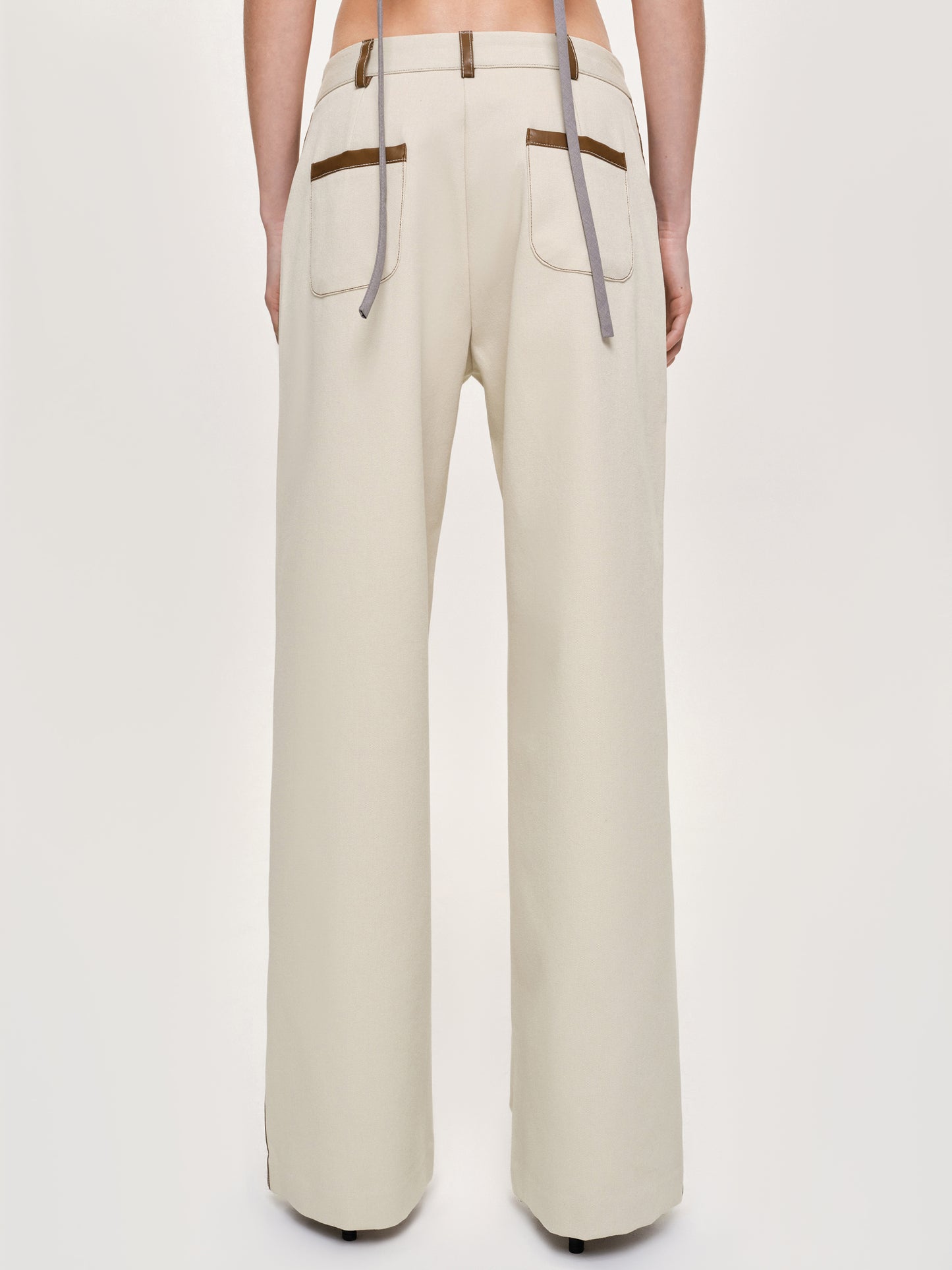 (Pre-order) Leather-Trimmed Pants, Canvas