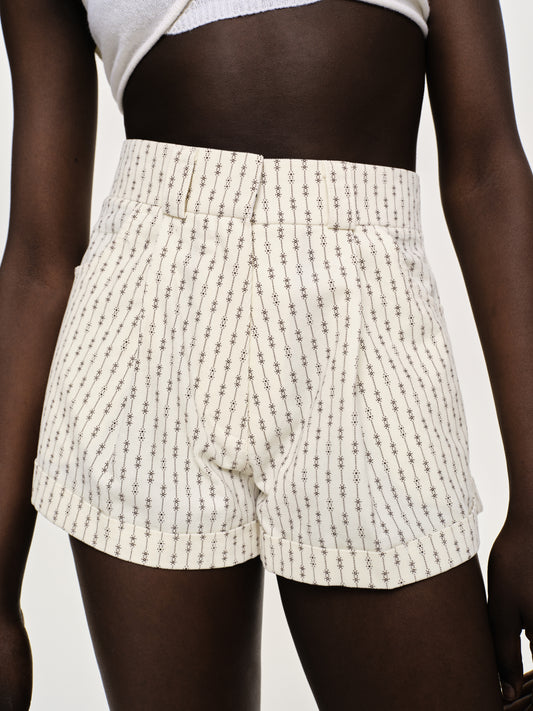 Floral Micro Shorts, Ivory