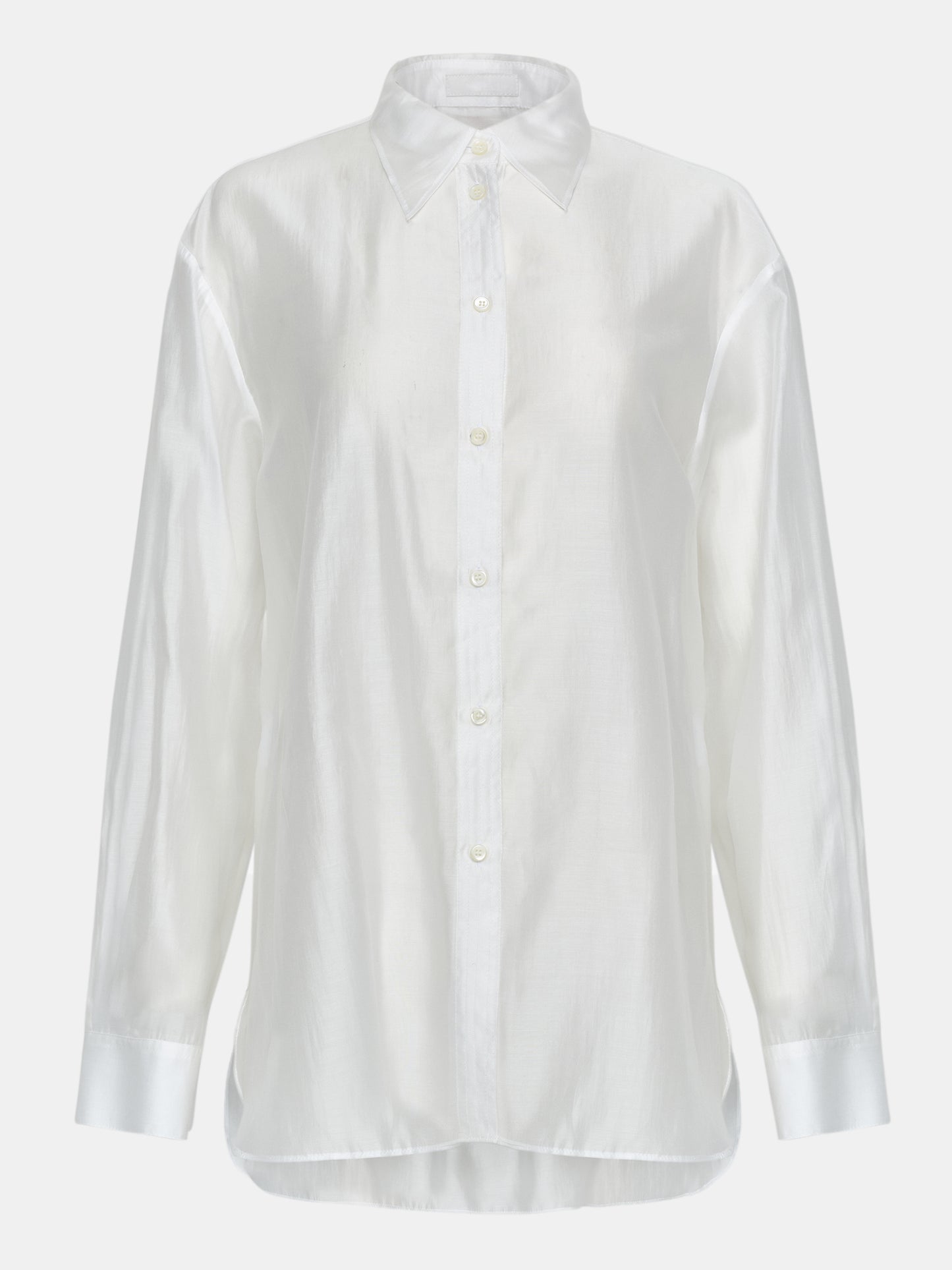 Sheer Button-Down Shirt, White