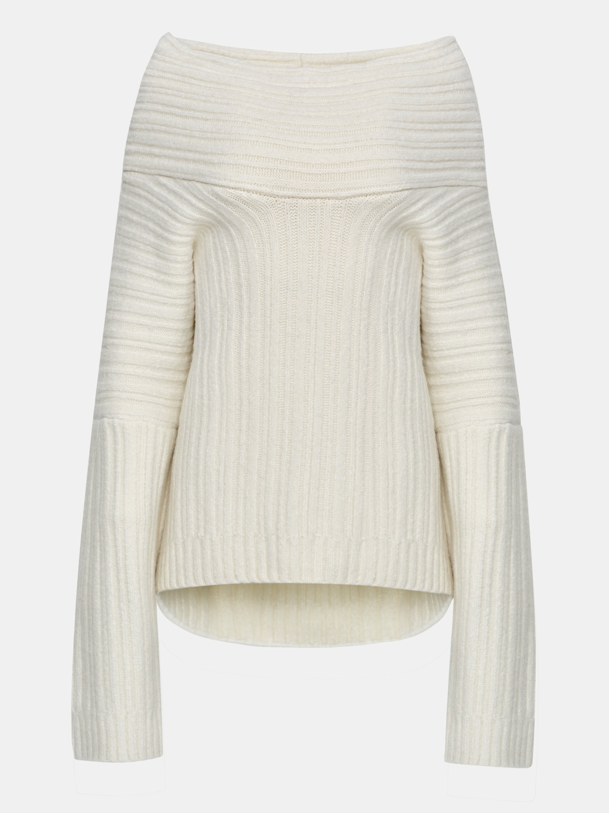 Becca Oversized High Roll Knit Pullover, White – SourceUnknown