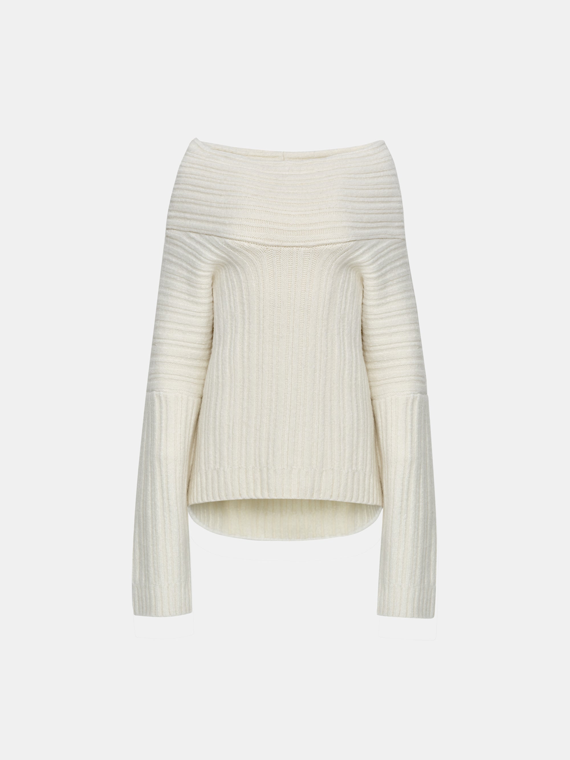 Becca Oversized High Roll Knit Pullover, White