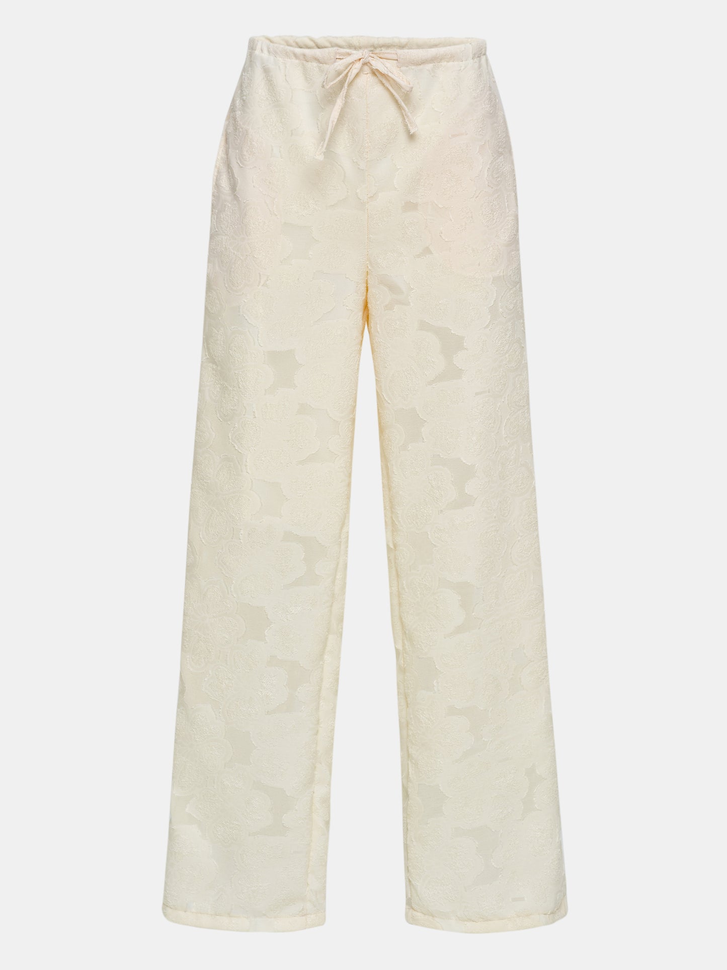 Drawstring Jacquard Pants, Ivory