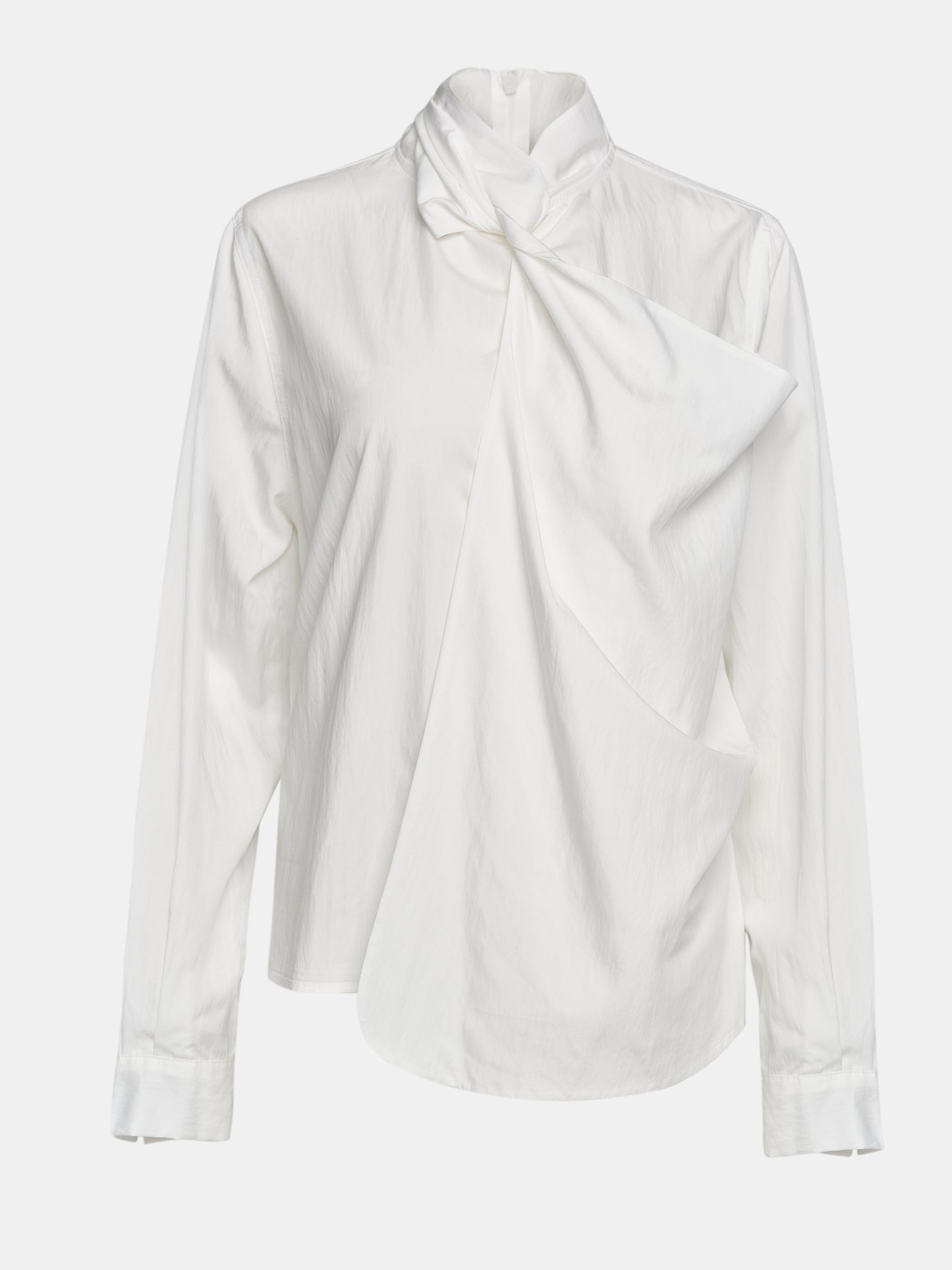 Mesash Twisted Scarf Blouse, White