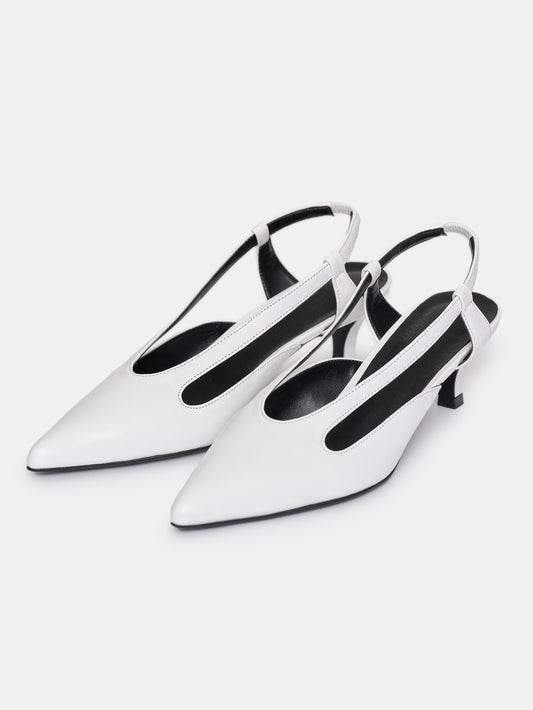 Sissi Pointed Toe Slingback Sandals, White