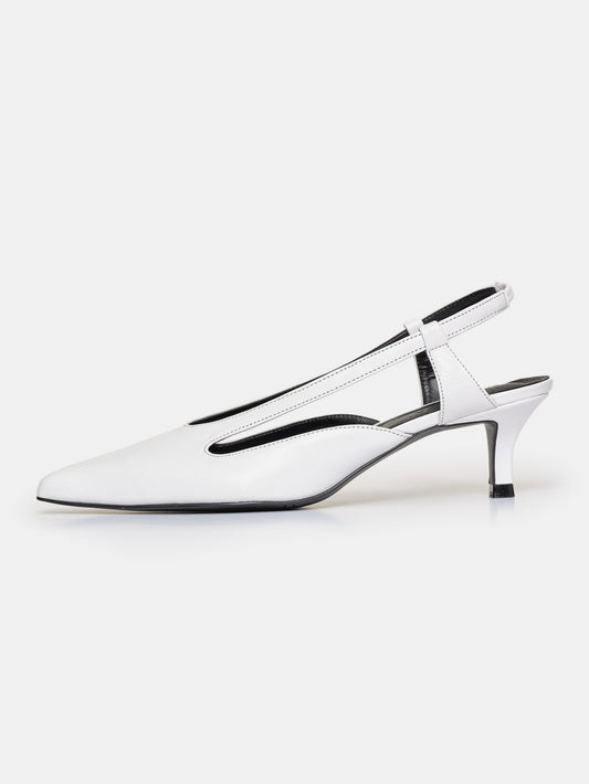 Sissi Pointed Toe Slingback Sandals, White