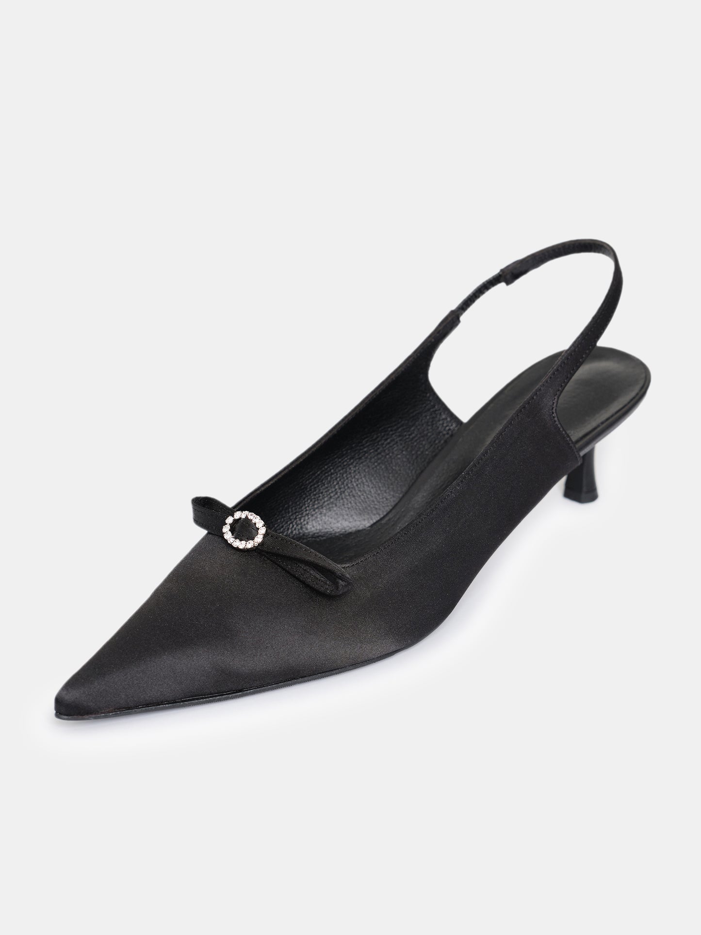 Sifua Front Buckle Slingback Sandals, Black