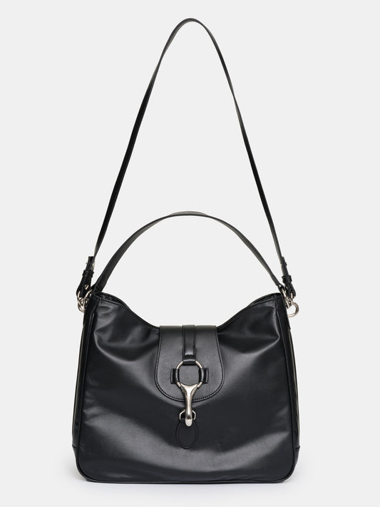 (Pre-order) Leather Hobo Bag, Black