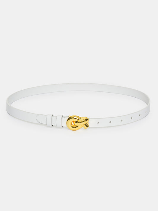 Twisted Knot Buckle Belt, White