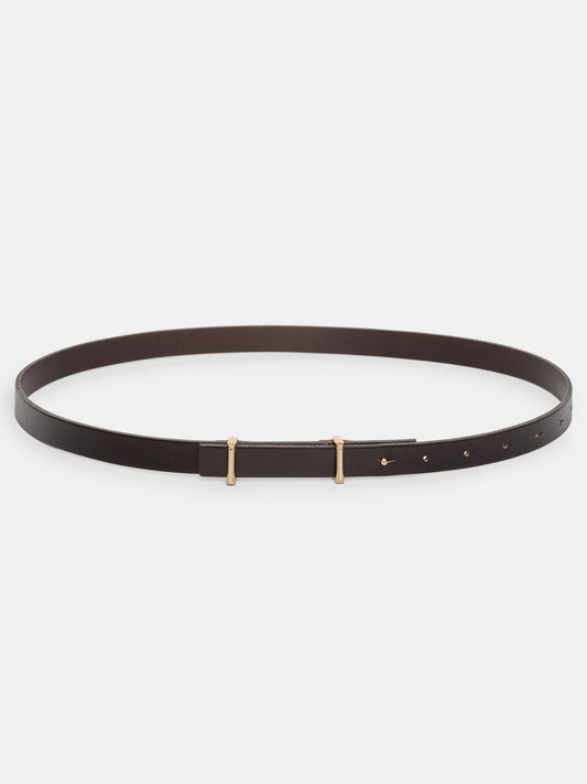 Calfskin Leather Skinny Belt, Brown