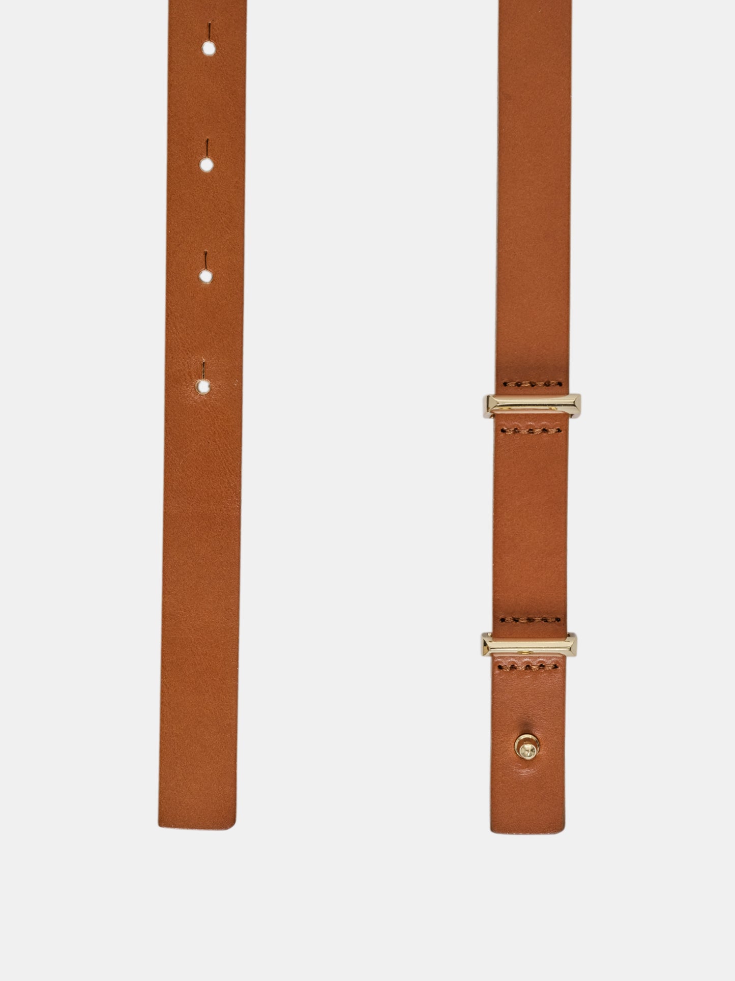 Calfskin Leather Skinny Belt, Tan