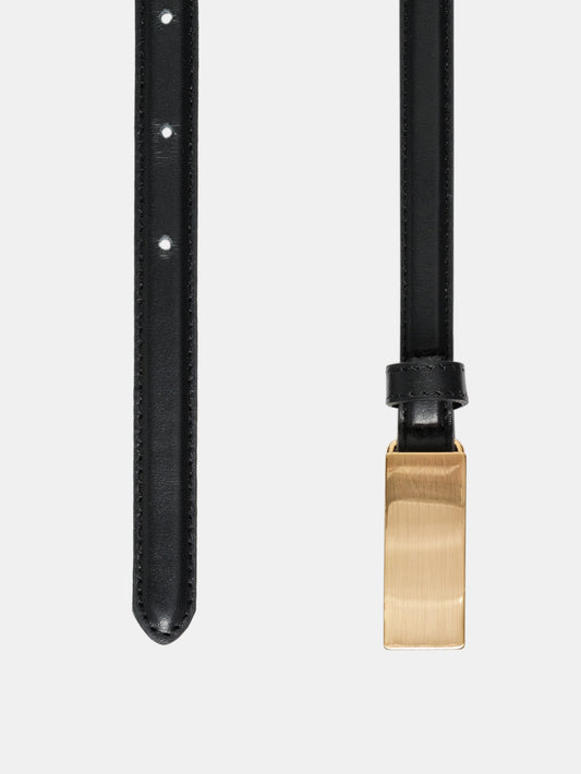 Plate Buckle Leather Belt, Black