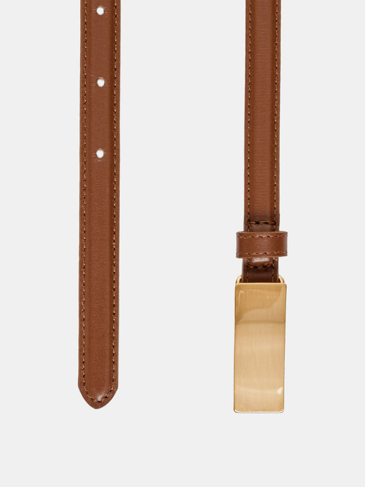 Plate Buckle Leather Belt, Saddle