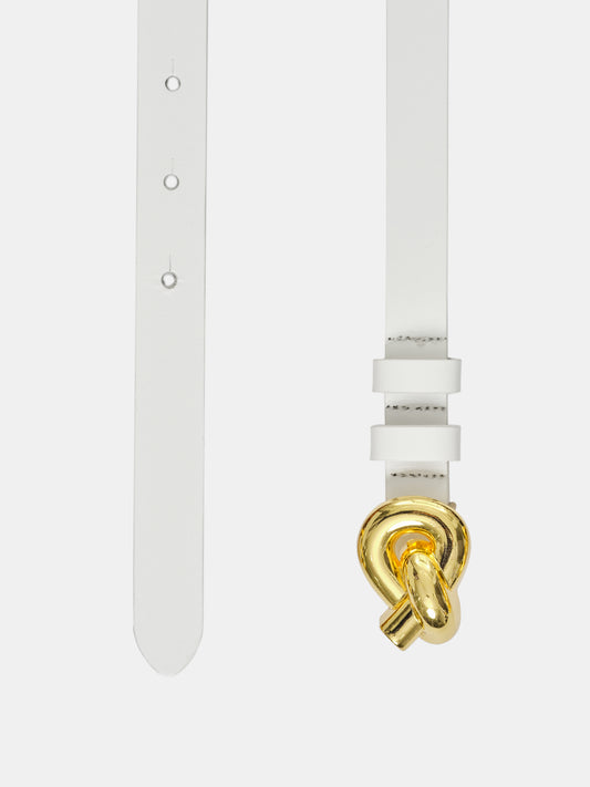 Twisted Knot Buckle Belt, White