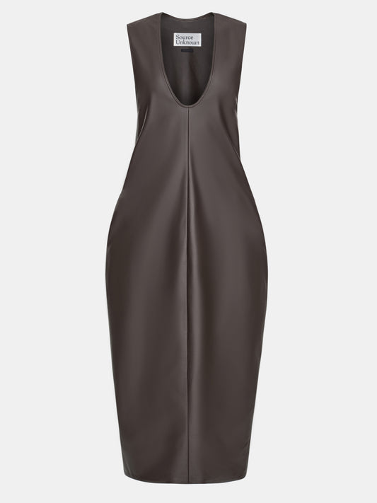 Adua Faux Leather Maxi Dress, Chocolate