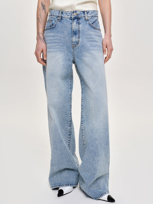 Long Straight-Leg Jeans, Light Vintage Blue