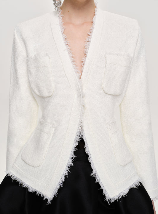 (Pre-order) Cinched Waist Cardigan, Natural White