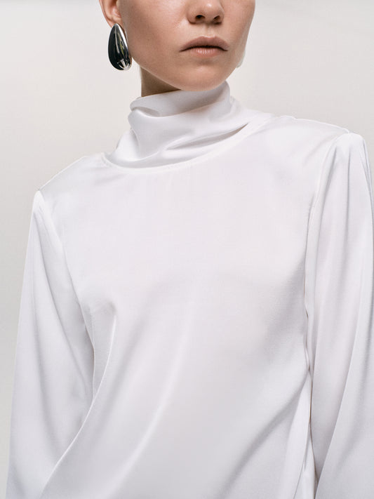 Leiva Cowl-Back Blouse, White