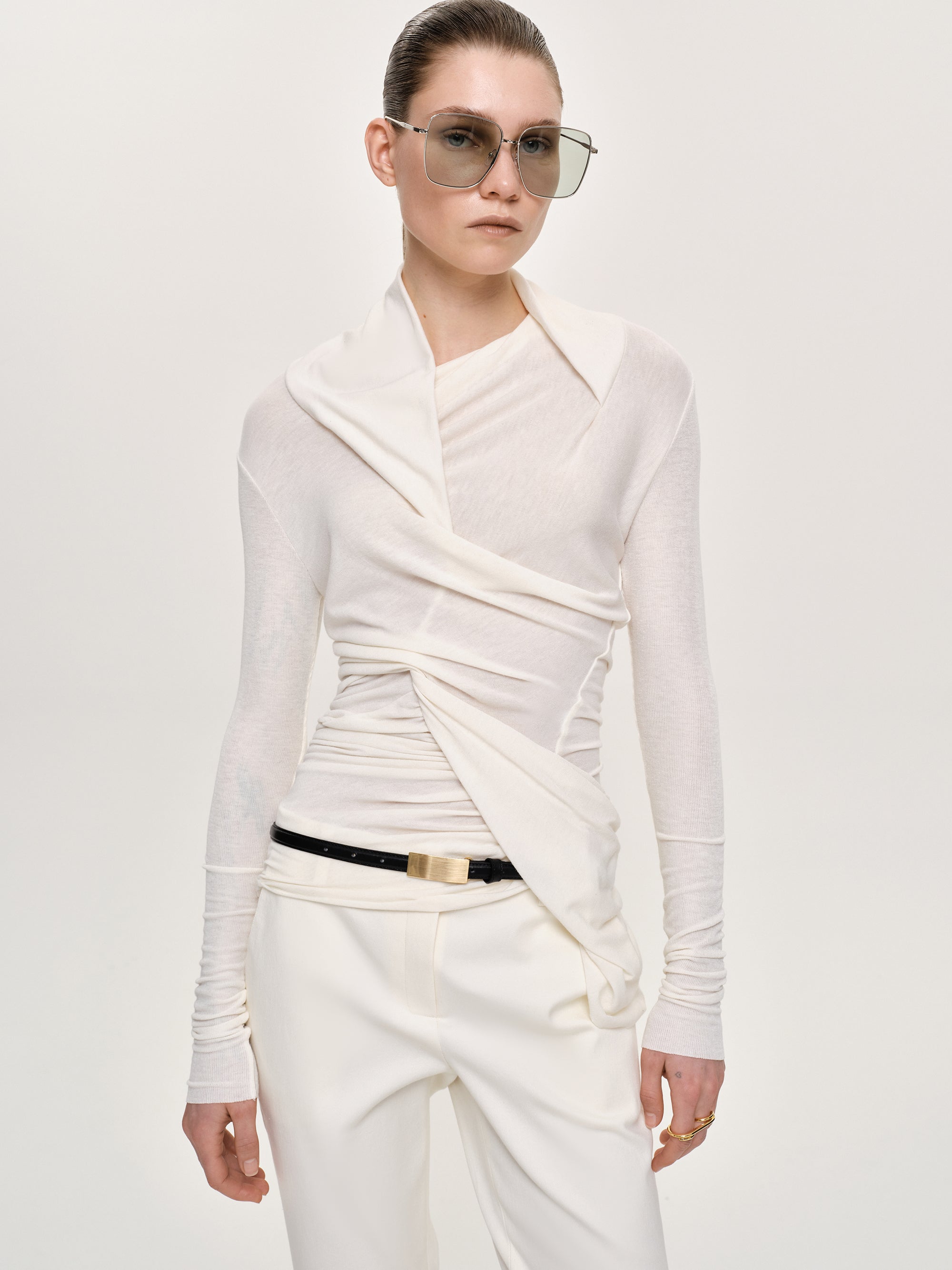 トップス pranc projekt Asymmetric Drape Zip Top Asymmetric Draped Zip Top