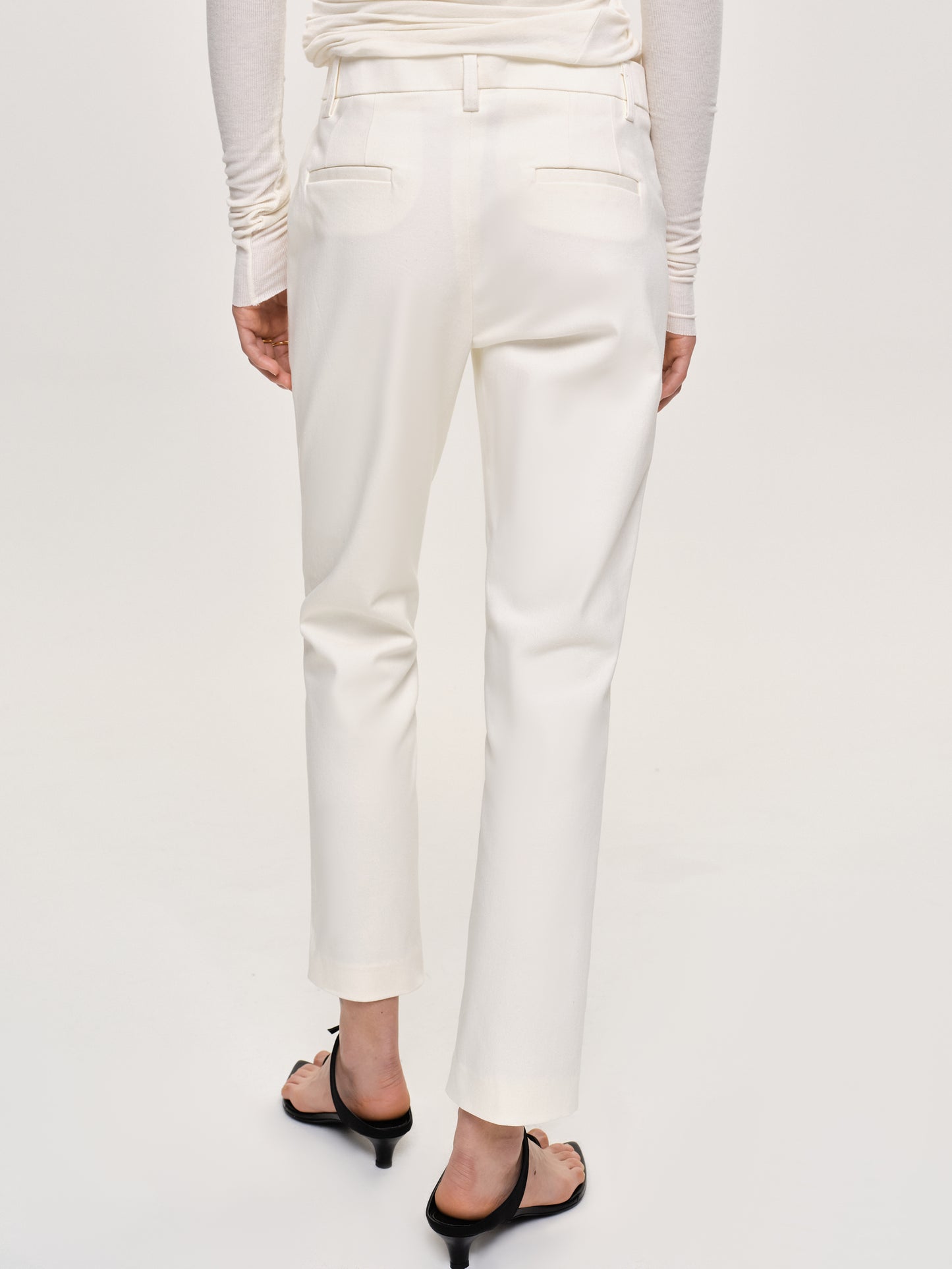 Straight Crop Cigarette Trousers, Ivory