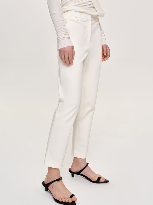 Straight Crop Cigarette Trousers, Ivory