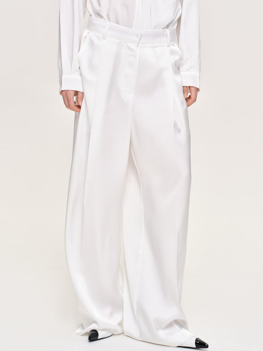 Taiamo Fluid Satin Trousers, White