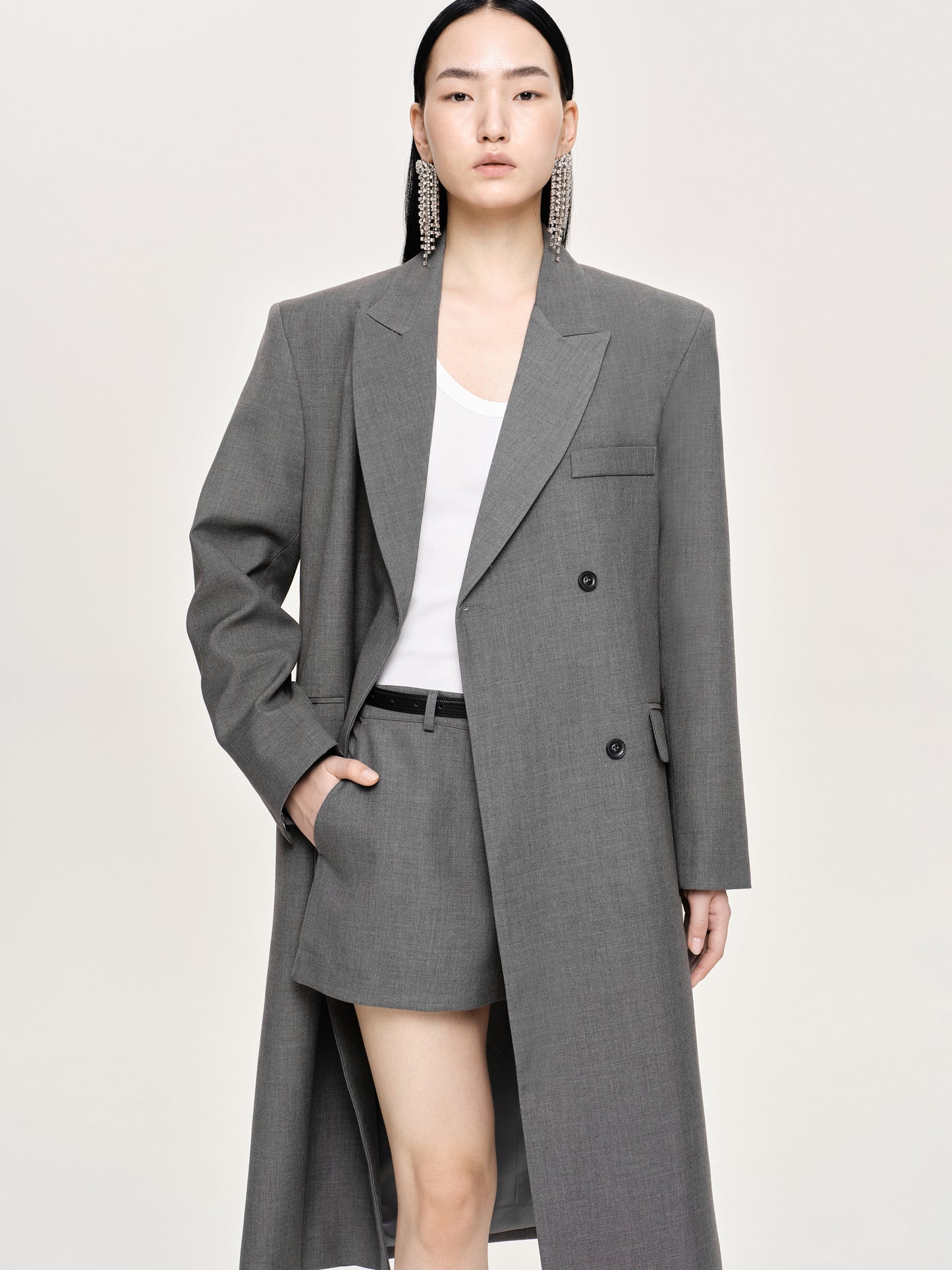 3-Button Overcoat, Grey