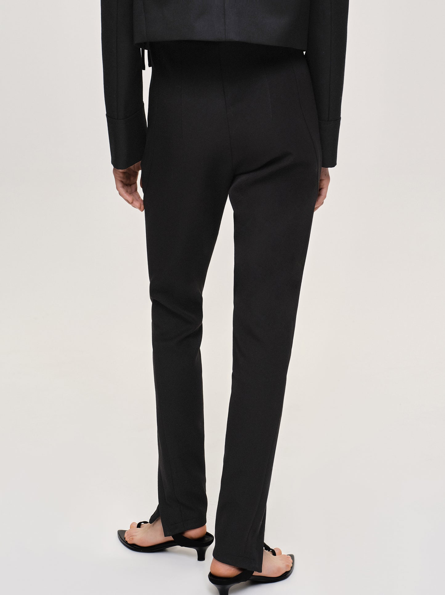 Tyia Bias-Cut Slim Trousers, Black