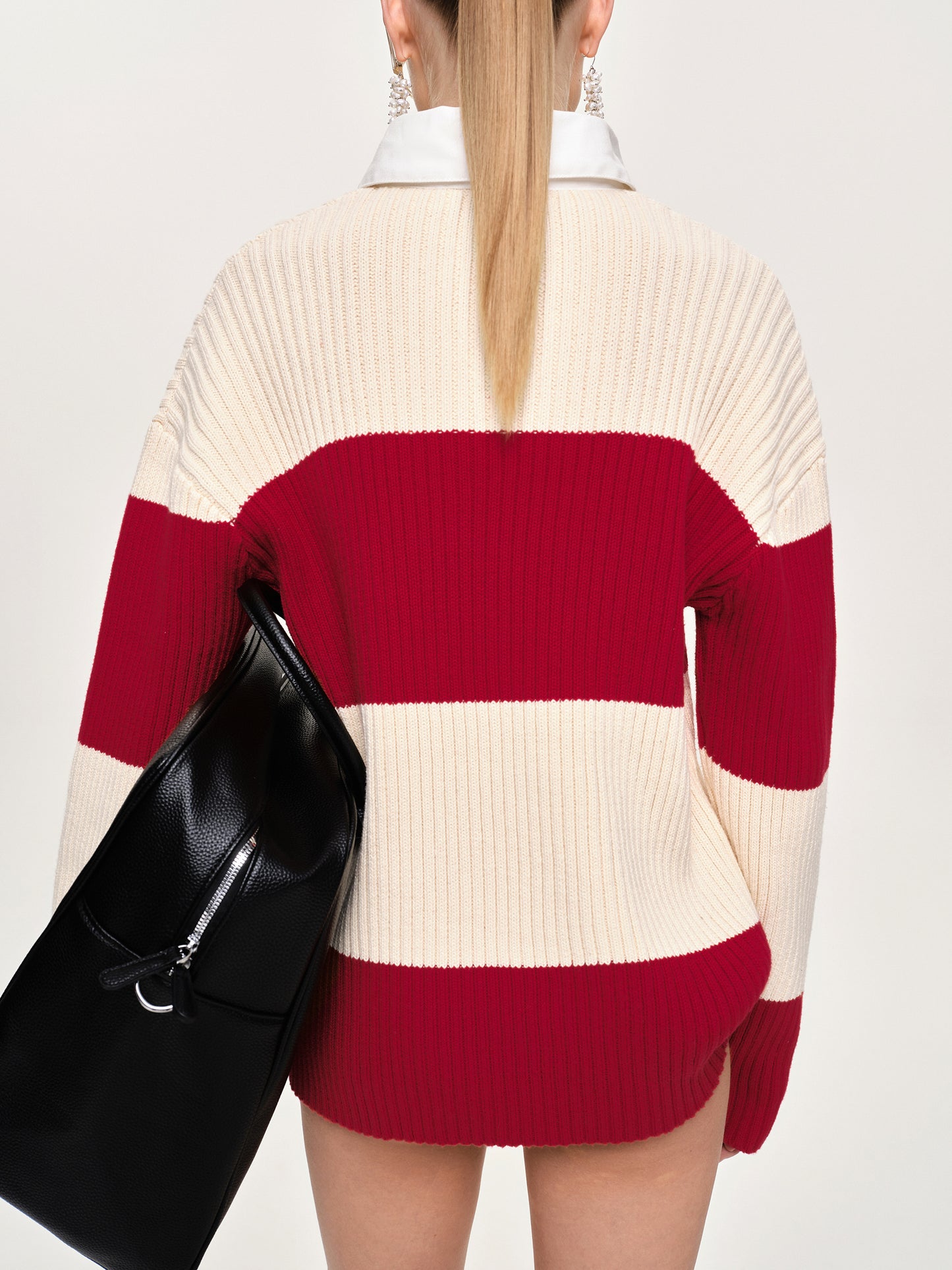 Matias Oversized Knit Polo, Red